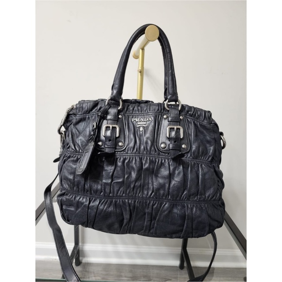 Authentic PRADA Nappa Leather Gaufre Tote Bag Black - Picture 1 of 15